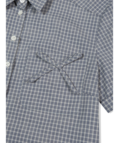 UGLY SHADOW(アグリーシャドウ)の「Check Ribbon Shirt (Blue)(シャツ/ブラウス・レディース・その他・FREE)」の7枚目の写真
