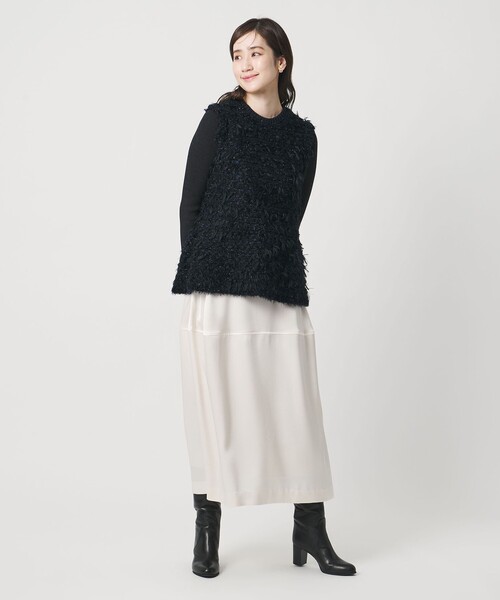 UNITED ARROWS(ユナイテッドアローズ)の「ミックスヤーン ペプラム ベスト(ベスト・レディース・ブラック/オフホワイト・FREE)」の20枚目の写真