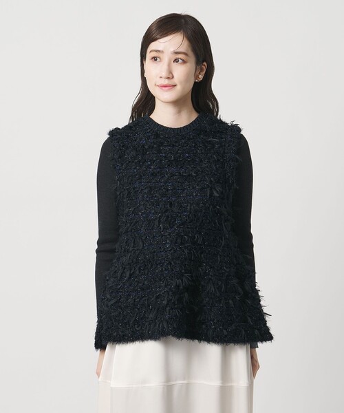 UNITED ARROWS(ユナイテッドアローズ)の「ミックスヤーン ペプラム ベスト(ベスト・レディース・ブラック/オフホワイト・FREE)」の5枚目の写真