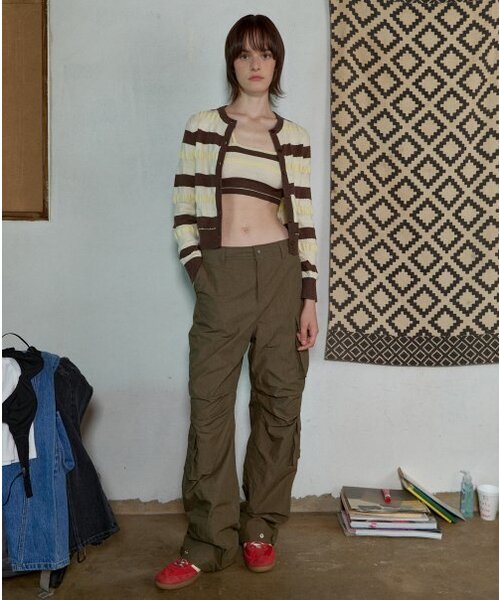 AOPT(アオプト)の「STRIPE KNIT BRA TOP - BROWN/LEMON(ニット/セーター・レディース・その他・SMALL/MEDIUM)」の3枚目の写真
