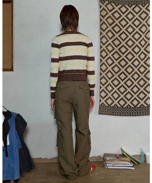 AOPT(アオプト)の「STRIPE KNIT BRA TOP - BROWN/LEMON(ニット/セーター・レディース・その他・SMALL/MEDIUM)」の4枚目の写真