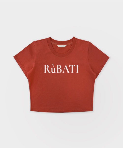RUBATI(ルバティ)の「ロゴクロップTシャツ_ヴィンテージレッド(Tシャツ/カットソー・レディース・その他・size2/size1)」の1枚目の写真