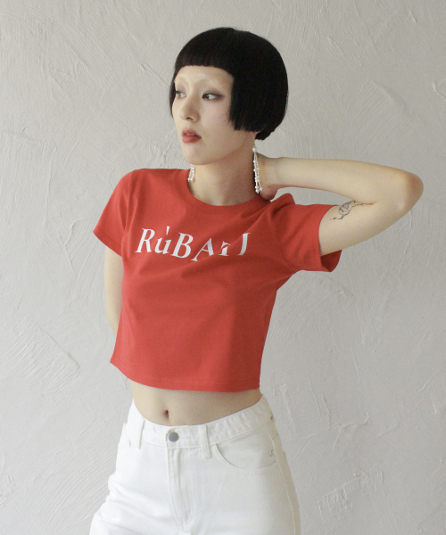 RUBATI(ルバティ)の「ロゴクロップTシャツ_ヴィンテージレッド(Tシャツ/カットソー・レディース・その他・size2/size1)」の3枚目の写真