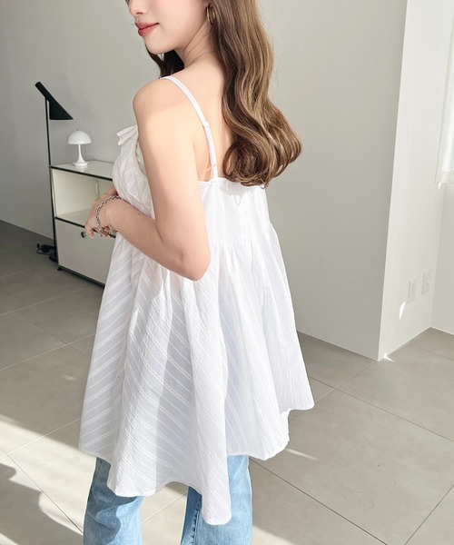moment+(モーメントプラス)の「コットンカラミレースアシメヘムキャミチュニック(チュニック・レディース・ナチュラル/オフホワイト/ブラック・M)」の6枚目の写真