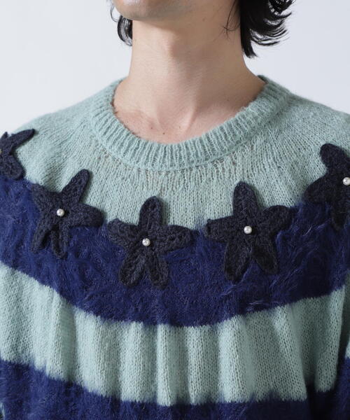 ROYAL FLASH（ロイヤルフラッシュ）の「amok /アモク/STAR BORDER KNIT（ニット/セーター・メンズ・ピンク/ネイビー・F）」の6枚目の写真