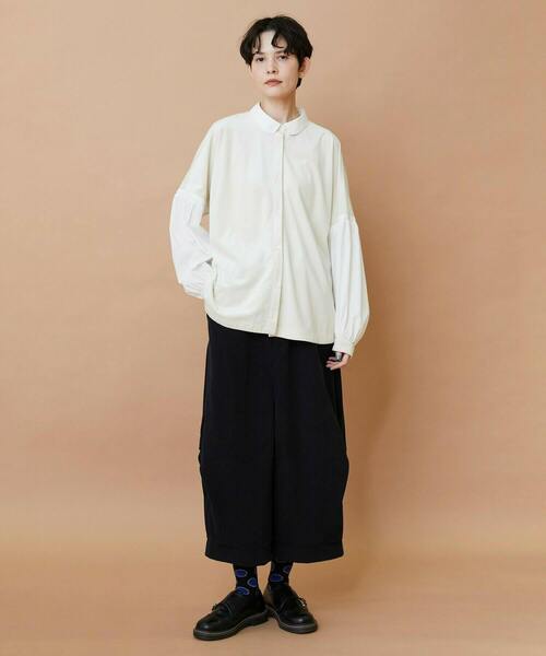 FRAPBOIS（フラボア）の「ベルベットシャツ（シャツ/ブラウス・レディース・ブラック/ホワイト・1）」の4枚目の写真