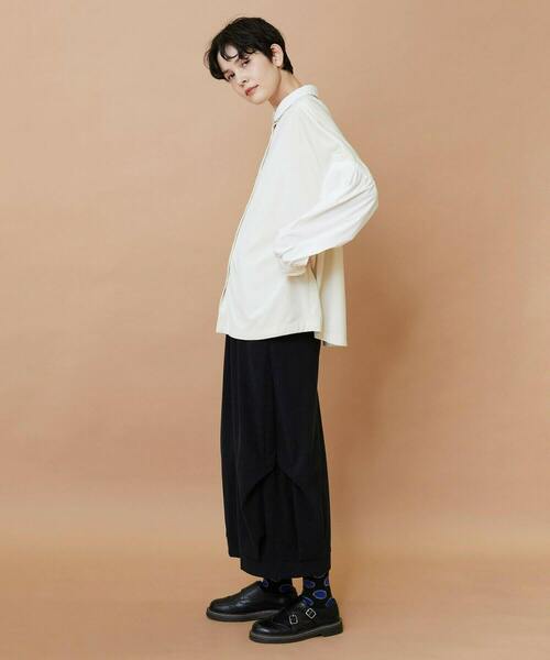 FRAPBOIS（フラボア）の「ベルベットシャツ（シャツ/ブラウス・レディース・ブラック/ホワイト・1）」の5枚目の写真