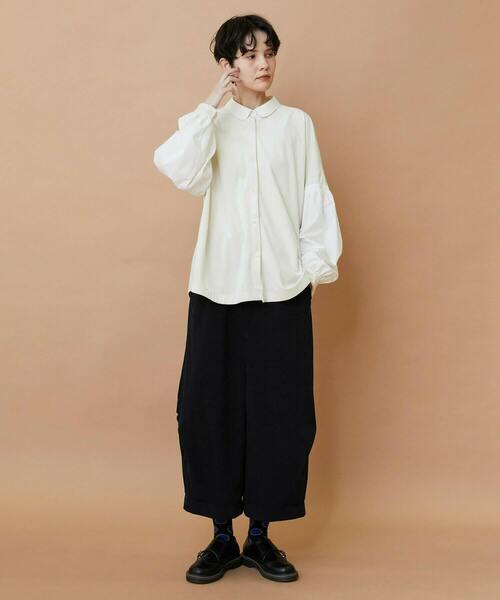 FRAPBOIS（フラボア）の「ベルベットシャツ（シャツ/ブラウス・レディース・ブラック/ホワイト・1）」の7枚目の写真