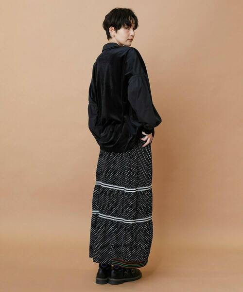 FRAPBOIS（フラボア）の「ベルベットシャツ（シャツ/ブラウス・レディース・ブラック/ホワイト・1）」の12枚目の写真