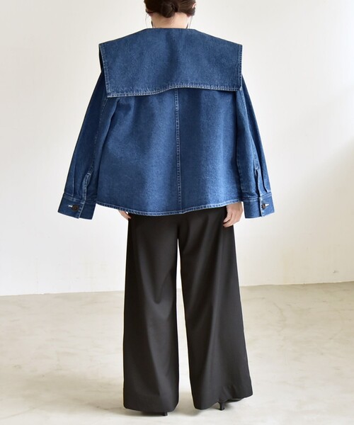 quaranciel（カランシエル）の「quaranciel:〈洗濯機可能〉ハイウエスト ワイド 2タック パンツ（その他パンツ・レディース・ブラック/ベージュ・38/40）」の4枚目の写真