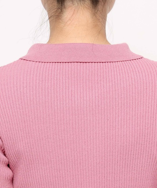 mysty woman（ミスティウーマン）の「バイカラーニットポロワンピース 636599（ワンピース・レディース・グレー/ピンク/ネイビー・FREE）」の16枚目の写真