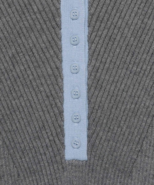 mysty woman（ミスティウーマン）の「バイカラーニットポロワンピース 636599（ワンピース・レディース・グレー/ピンク/ネイビー・FREE）」の9枚目の写真