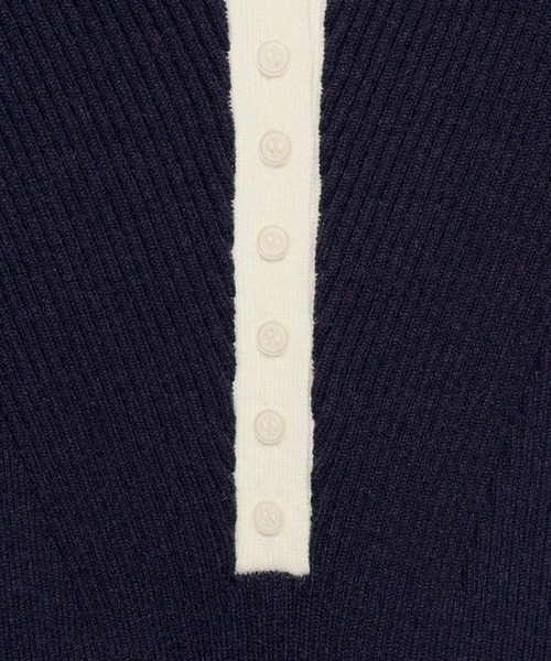 mysty woman（ミスティウーマン）の「バイカラーニットポロワンピース 636599（ワンピース・レディース・グレー/ピンク/ネイビー・FREE）」の11枚目の写真