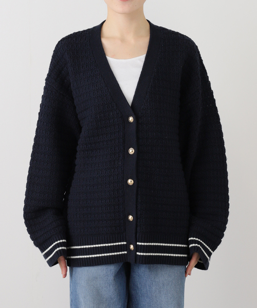 journal standard L'essage(ジャーナルスタンダードレサージュ)の「【GANNI/ガニー】Cotton Wool Mix Boxy Cardigan:ニット(カーディガン/ボレロ・レディース・ネイビー・MEDIUM)」の1枚目の写真