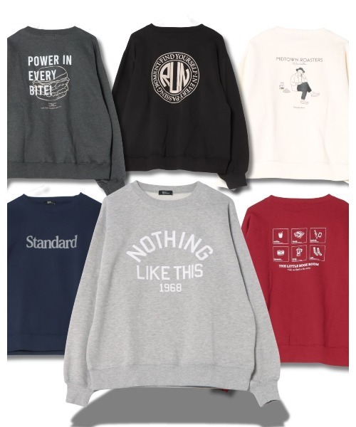 REAL STANDARD】TC裏起毛 ヴィンテージライク ラインリブ クルーネック