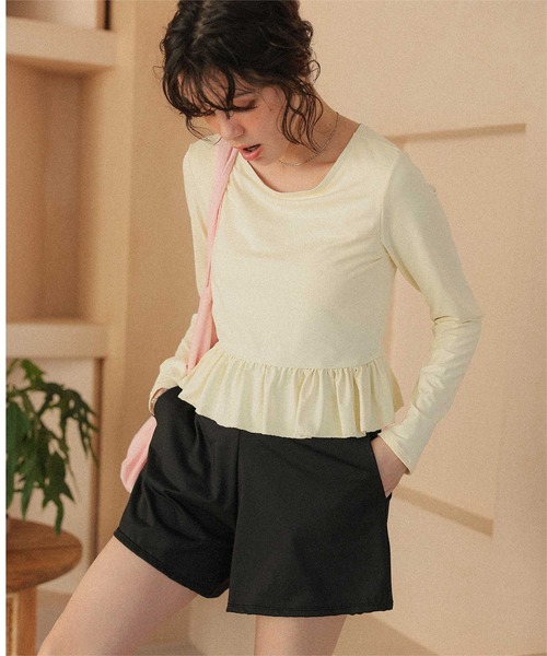 titivate(ティティベイト)の「ペプラム長袖トップス×ショーツ/セット水着(水着・レディース・ホワイト系その他/ブラック系その他/ブラック/アイボリー・S/M/L/XL)」の3枚目の写真