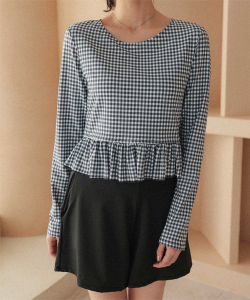 titivate(ティティベイト)の「ペプラム長袖トップス×ショーツ/セット水着(水着・レディース・ホワイト系その他/ブラック系その他/ブラック/アイボリー・S/M/L/XL)」の15枚目の写真