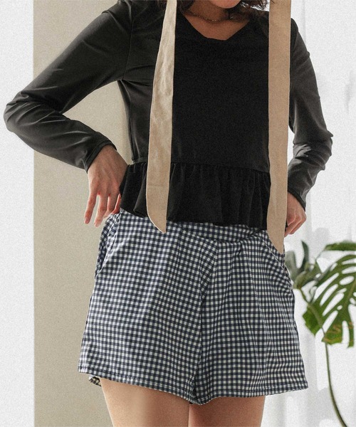 titivate(ティティベイト)の「ペプラム長袖トップス×ショーツ/セット水着(水着・レディース・ホワイト系その他/ブラック系その他/ブラック/アイボリー・S/M/L/XL)」の19枚目の写真