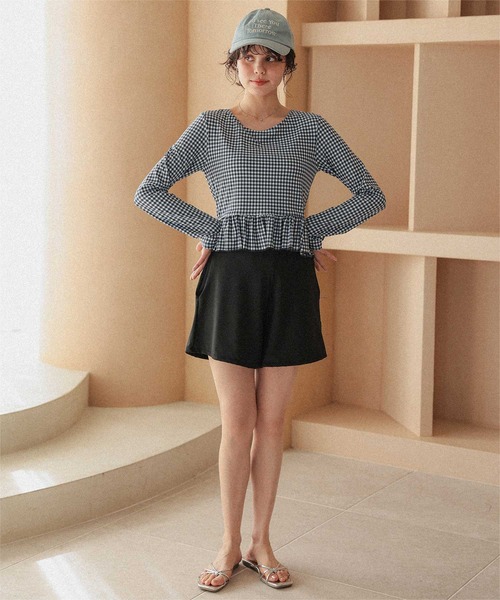 titivate(ティティベイト)の「ペプラム長袖トップス×ショーツ/セット水着(水着・レディース・ホワイト系その他/ブラック系その他/ブラック/アイボリー・S/M/L/XL)」の16枚目の写真