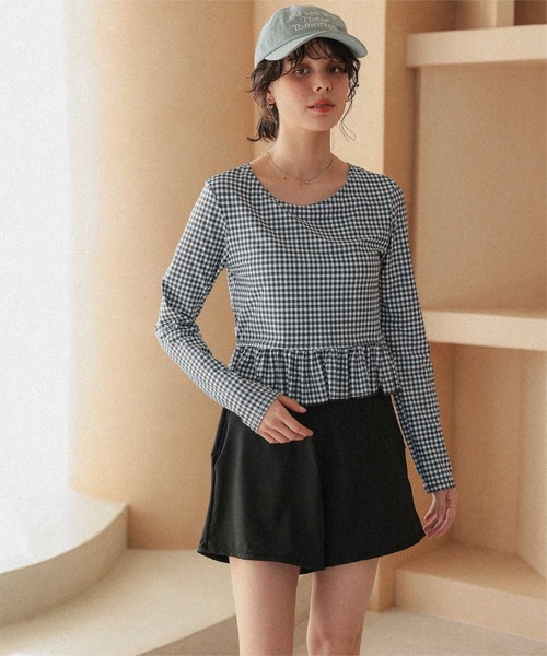 titivate(ティティベイト)の「ペプラム長袖トップス×ショーツ/セット水着(水着・レディース・ホワイト系その他/ブラック系その他/ブラック/アイボリー・S/M/L/XL)」の18枚目の写真