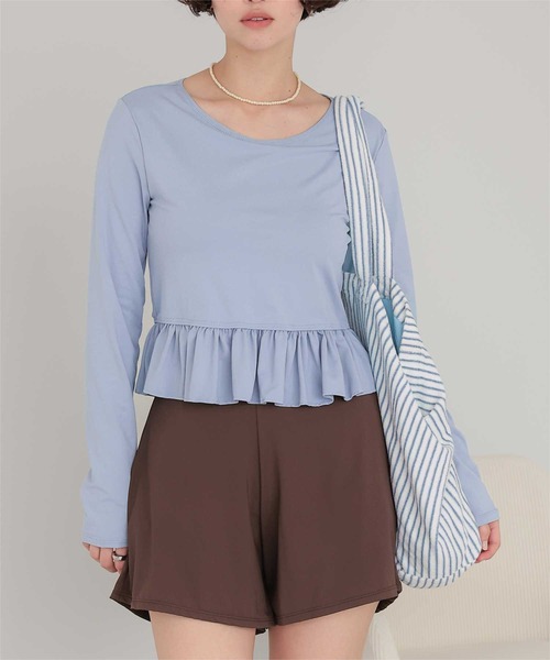 titivate(ティティベイト)の「ペプラム長袖トップス×ショーツ/セット水着(水着・レディース・ホワイト系その他/ブラック系その他/ブラック/アイボリー/ブラウン/ブラック系その他2/ブルー・S/M/L/XL)」の18枚目の写真