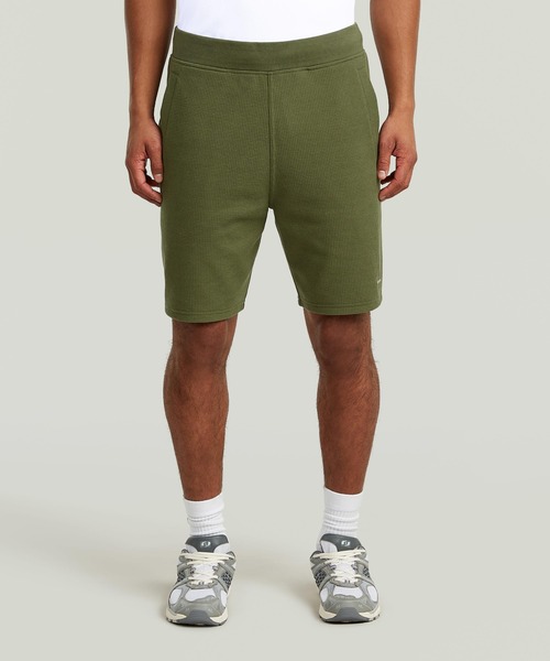 G-STAR（ジースター）の「Structured Jersey Shorts/ワッフルコットンジャージーショートパンツ（その他パンツ・メンズ・ダークブラック/ダークオリーブ・X-SMALL/X-LARGE/LARGE/MEDIUM/SMALL）」の2枚目の写真