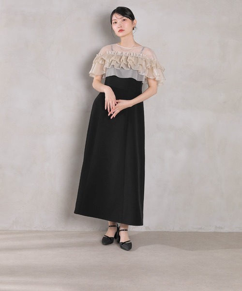 Kana(カナ)の「グロッシーフリルショートボレロ フレアワンピースドレス 2点セット 結婚式 お呼ばれ オケージョン(ドレス・レディース・ブラック/ベージュ×ブラック/ブルー系その他・M)」の16枚目の写真