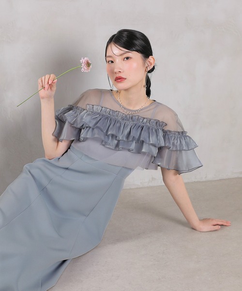 Kana(カナ)の「グロッシーフリルショートボレロ フレアワンピースドレス 2点セット 結婚式 お呼ばれ オケージョン(ドレス・レディース・ブラック/ベージュ×ブラック/ブルー系その他・M)」の19枚目の写真