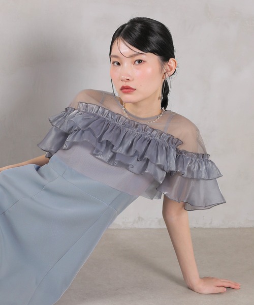 Kana(カナ)の「グロッシーフリルショートボレロ フレアワンピースドレス 2点セット 結婚式 お呼ばれ オケージョン(ドレス・レディース・ブラック/ベージュ×ブラック/ブルー系その他・M)」の20枚目の写真