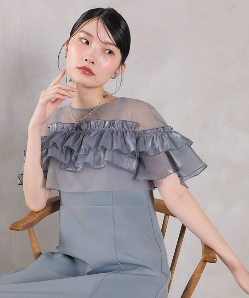 Kana(カナ)の「グロッシーフリルショートボレロ フレアワンピースドレス 2点セット 結婚式 お呼ばれ オケージョン(ドレス・レディース・ブラック/ベージュ×ブラック/ブルー系その他・M)」の21枚目の写真