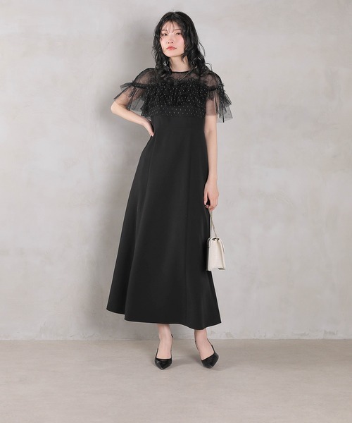 セール】グロッシーフリルショートボレロ フレアワンピースドレス 2点