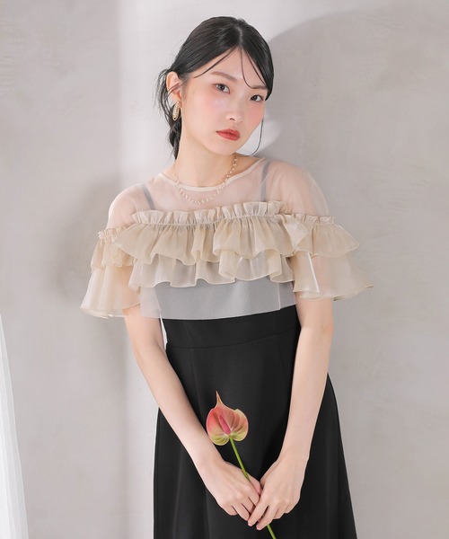 Kana(カナ)の「グロッシーフリルショートボレロ フレアワンピースドレス 2点セット 結婚式 お呼ばれ オケージョン(ドレス・レディース・ブラック/ベージュ×ブラック/ブルー系その他・M)」の15枚目の写真