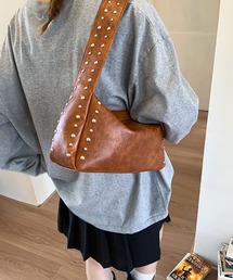 WEGO/Y2Kグランジフェイクレザースタッズワンショルダーバッグ