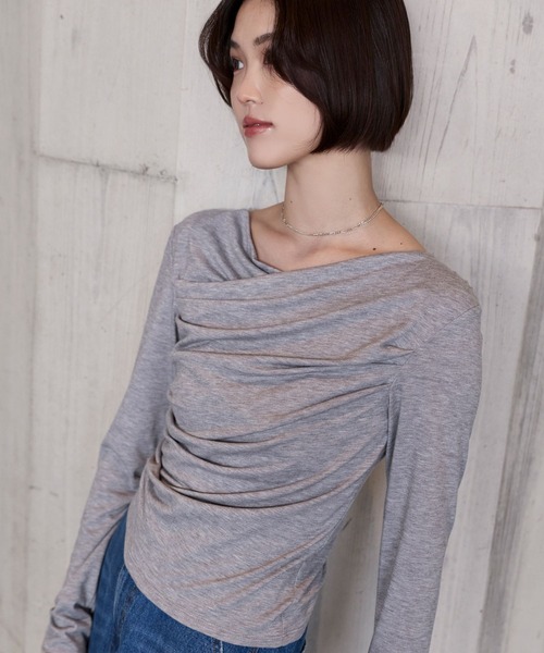 BAYFLOW（ベイフロー）の「【KARENさんコラボ】ドレープロングスリーブTシャツ（Tシャツ/カットソー・レディース・グレー/ホワイト・FREE）」の6枚目の写真