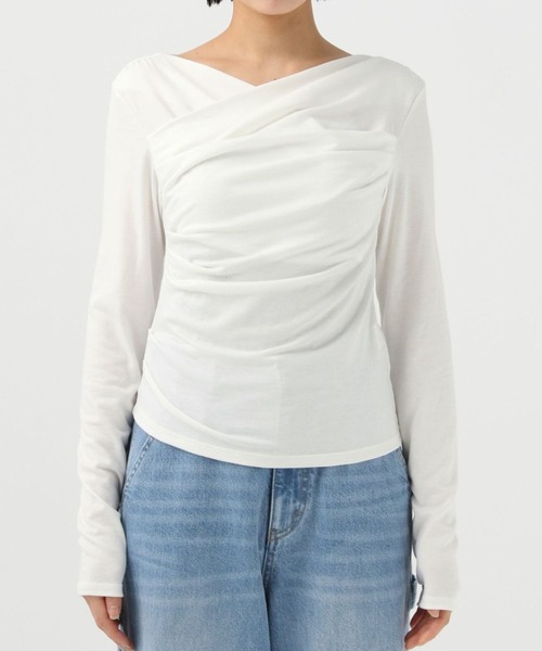 BAYFLOW（ベイフロー）の「【KARENさんコラボ】ドレープロングスリーブTシャツ（Tシャツ/カットソー・レディース・グレー/ホワイト・FREE）」の7枚目の写真