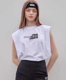 MACKY（マッキー）の「シャインショルダー スリーブレス ホワイト（Tシャツ/カットソー）」
