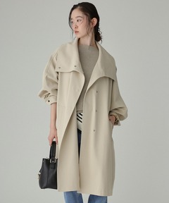セール】□別注LANA WOOL 140 クルーネックコート（ノーカラーコート