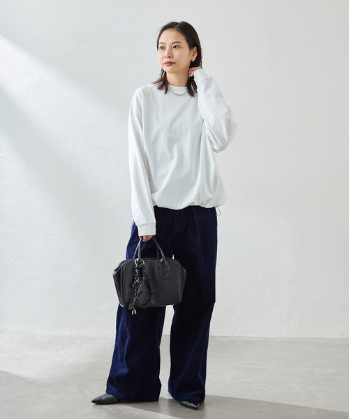 JOURNAL STANDARD（ジャーナルスタンダード）の「《追加》シャーリングロングスリーブTシャツ（Tシャツ/カットソー・レディース・ブラック系その他/ブラウン系その他/コバルトブルー/ホワイト・FREE）」の7枚目の写真