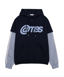 AMESWORLDWIDE | SPORTY LAYERED HOODIE NAVY(パーカー)