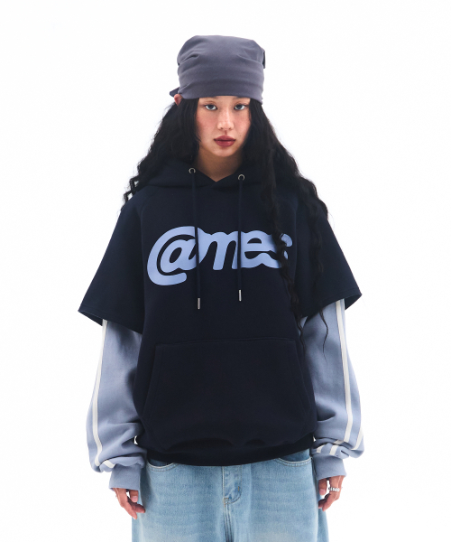 AMESWORLDWIDE(アメスワールドワイド)の「SPORTY LAYERED HOODIE NAVY(パーカー・レディース・その他・M/L)」の5枚目の写真