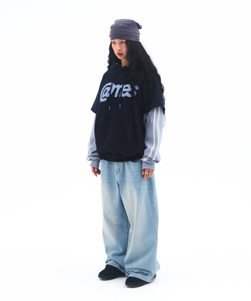 AMESWORLDWIDE(アメスワールドワイド)の「SPORTY LAYERED HOODIE NAVY(パーカー・レディース・その他・M/L)」の6枚目の写真