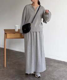 Chez toi | 【セットアイテム】ハーフジップ×セミフレアスカート(つなぎ/オールインワン)