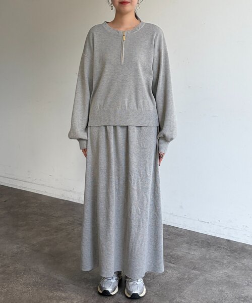 Chez toi（シェトワ）の「【セットアイテム】ハーフジップ×セミフレアスカート（つなぎ/オールインワン・レディース・グレー/ブラック・FREE）」の18枚目の写真