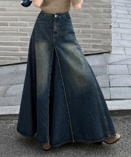 &soiree(アンドソワレ)の「フレアデニムロングスカート(スカート・レディース・インディゴブルー・X-LARGE/LARGE/MEDIUM/SMALL)」の7枚目の写真