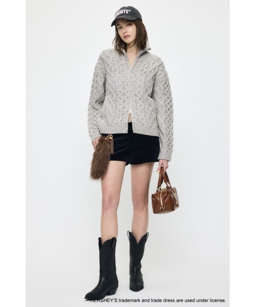 MOUSSY（マウジー）の「HERSHEY'S ZIP UP KNIT カーディガン（カーディガン/ボレロ・レディース・ブラウン/グレー・FREE）」の6枚目の写真