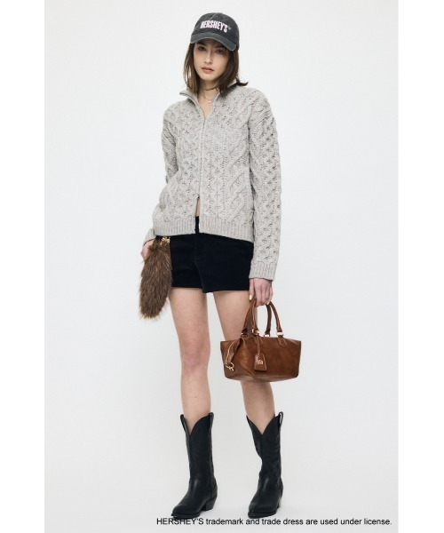 MOUSSY（マウジー）の「HERSHEY'S ZIP UP KNIT カーディガン（カーディガン/ボレロ・レディース・ブラウン/グレー・FREE）」の7枚目の写真