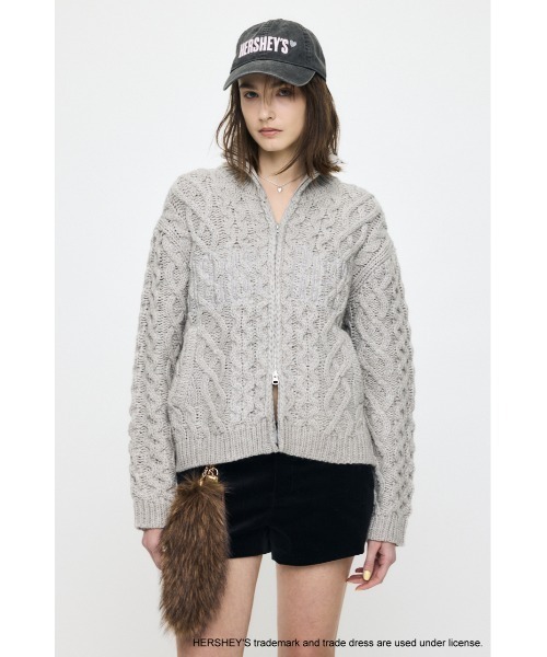 MOUSSY（マウジー）の「HERSHEY'S ZIP UP KNIT カーディガン（カーディガン/ボレロ・レディース・ブラウン/グレー・FREE）」の8枚目の写真