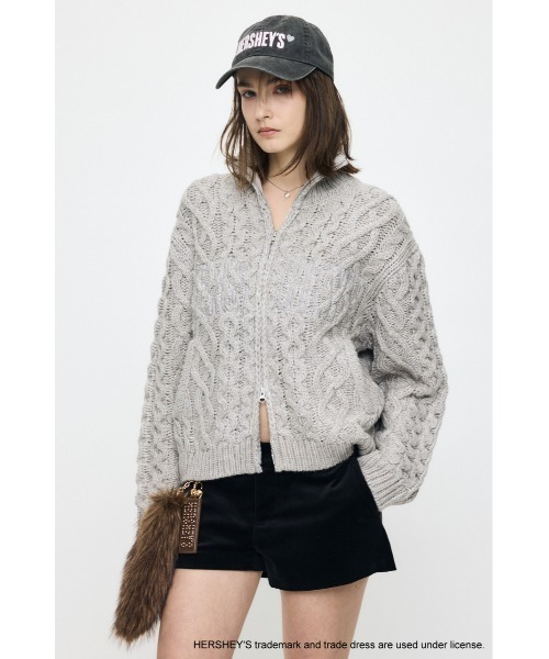 MOUSSY（マウジー）の「HERSHEY'S ZIP UP KNIT カーディガン（カーディガン/ボレロ・レディース・ブラウン/グレー・FREE）」の9枚目の写真
