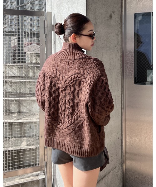 MOUSSY（マウジー）の「HERSHEY'S ZIP UP KNIT カーディガン（カーディガン/ボレロ・レディース・ブラウン/グレー・FREE）」の21枚目の写真