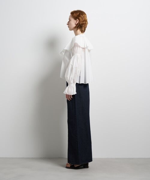 LANVIN en Bleu（ランバンオンブルー）の「ギャザーフリルブラウス（シャツ/ブラウス・レディース・オフホワイト/ブラック/グレー・38）」の13枚目の写真